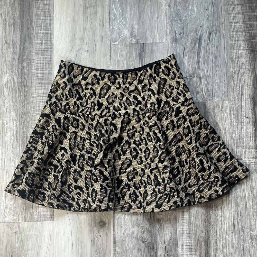 Free People Chenille Cheetah Print Mini Skater Skirt Women's  Size 6